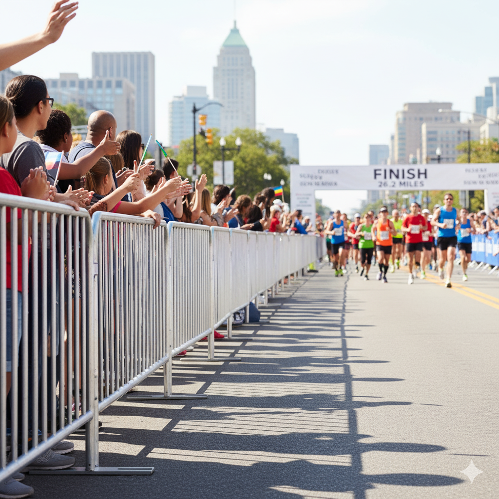 Gradis da Gofer Metais criando um corredor organizado para a entrada de um show.