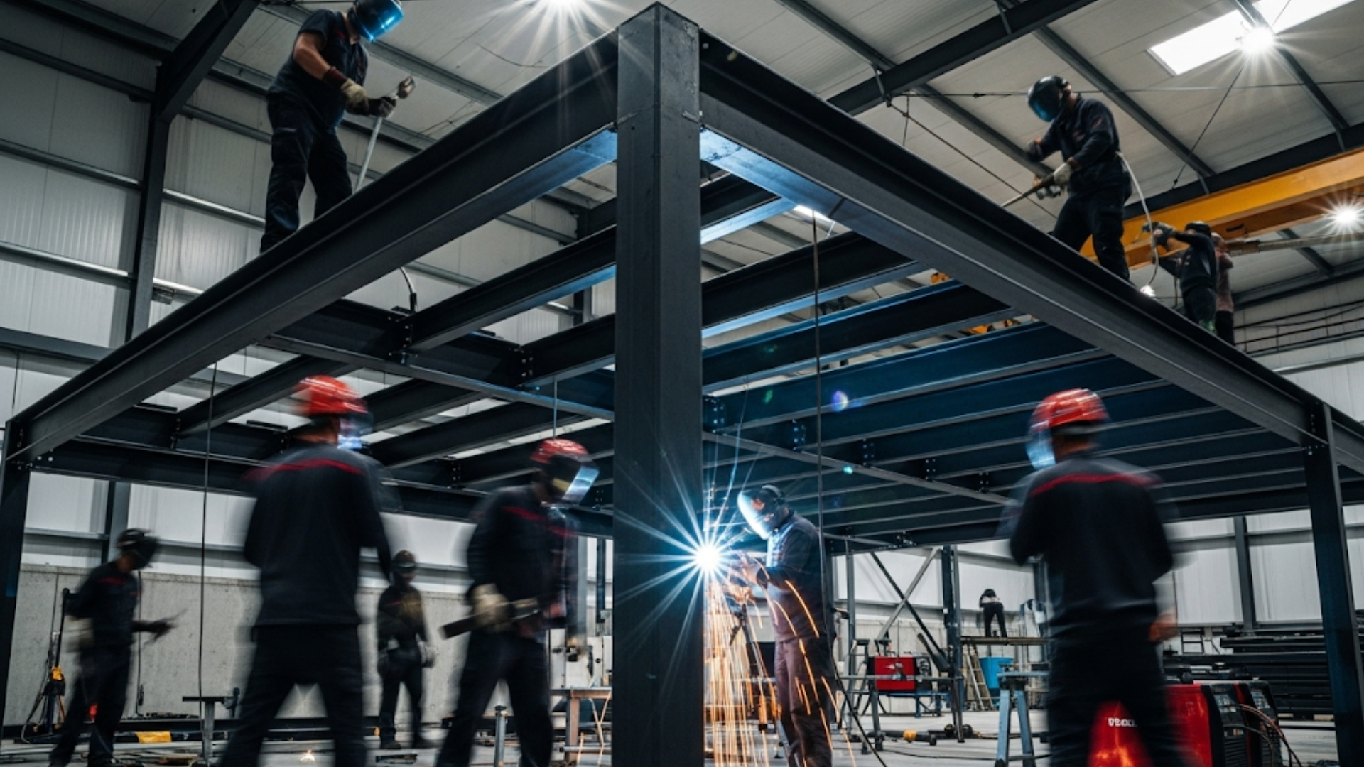 Interior de um escritório moderno e funcional construído sobre um mezanino