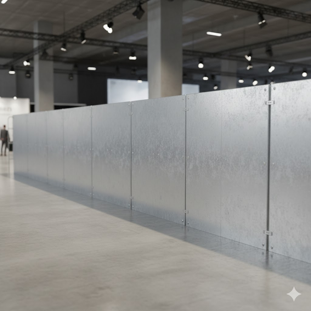 Tapumes da Gofer Metais protegendo a área de backstage e camarins.